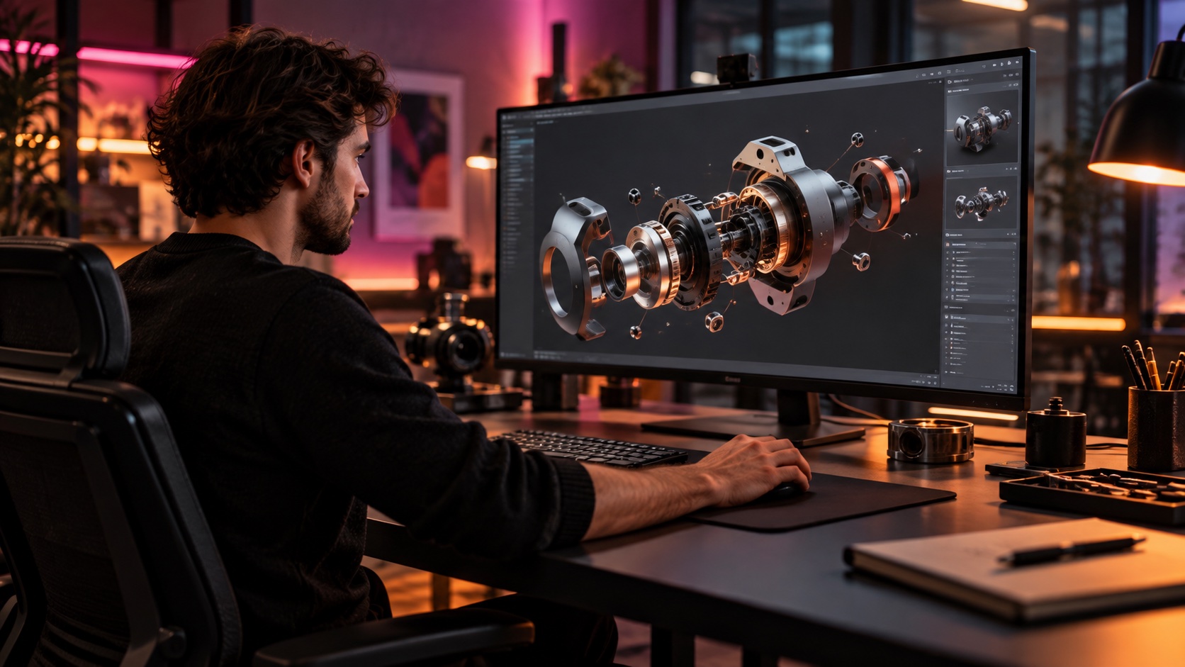 3D-Visualisierung & Animation – Leistungen Räumliche Explosionsdarstellung eines mechanischen Produkts