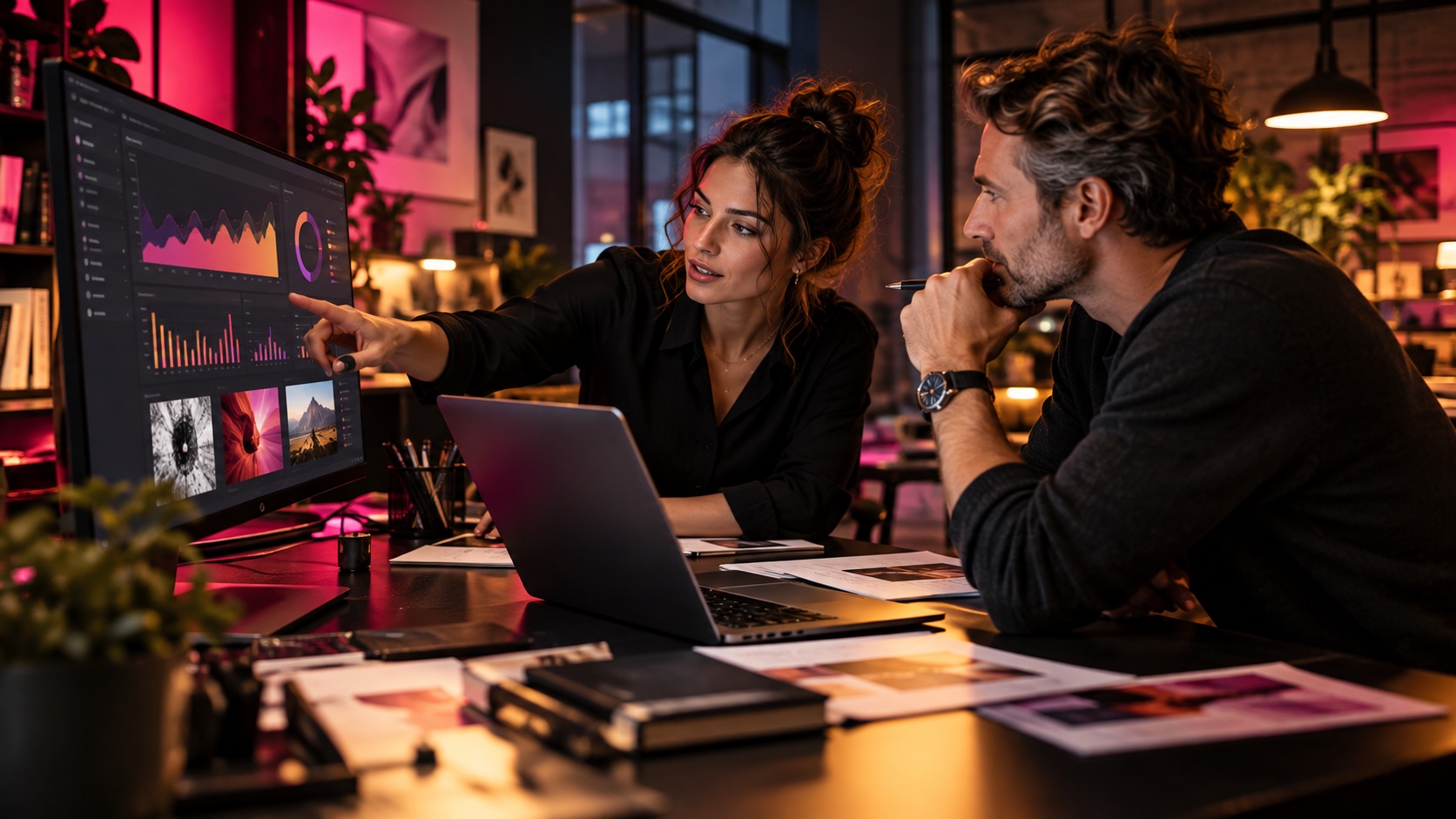Digitales Marketing – Fragen Besprechung von Kampagnenergebnissen am Bildschirm