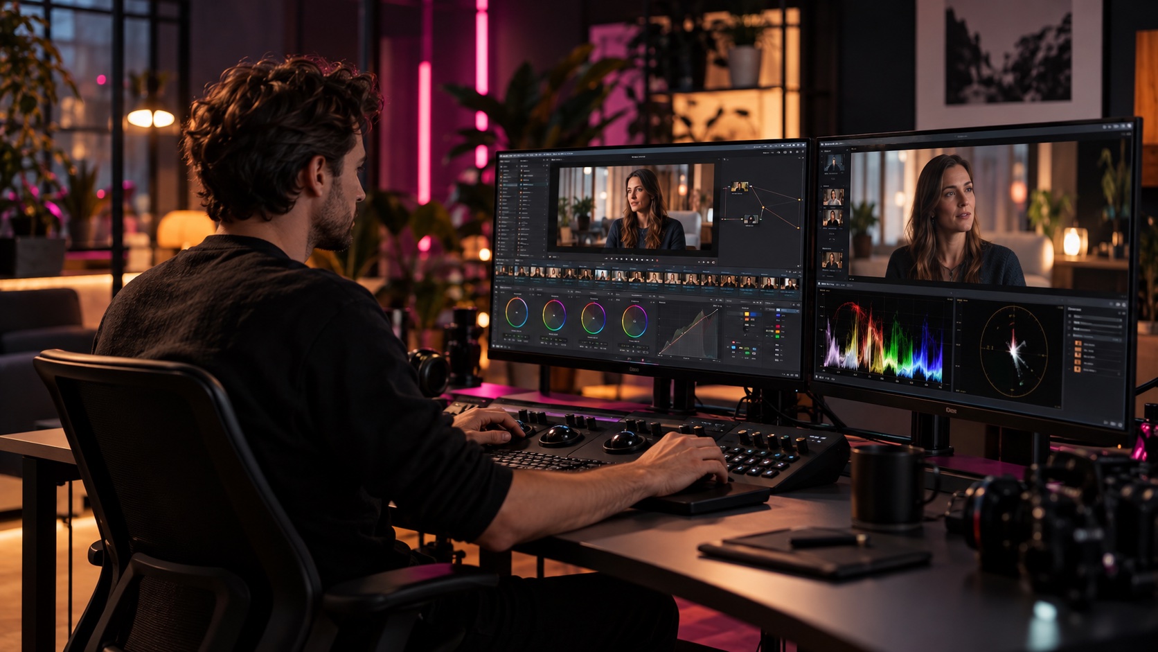 Videoeditor bearbeitet Interviewaufnahmen
