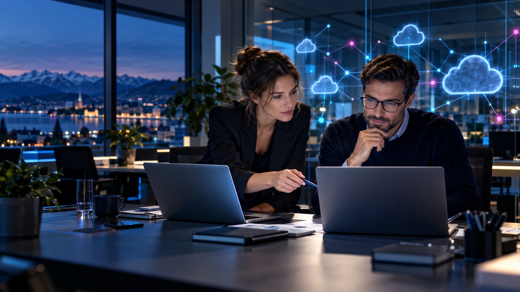 Symbolbild: Planung eines digitalen Arbeitsplatzes mit Cloud-Diensten