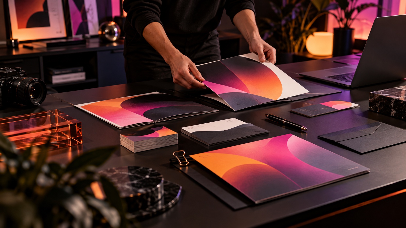 Printdesign & Werbematerial – Leistungen Abgestimmte Broschüren, Karten und weitere Printmaterialien