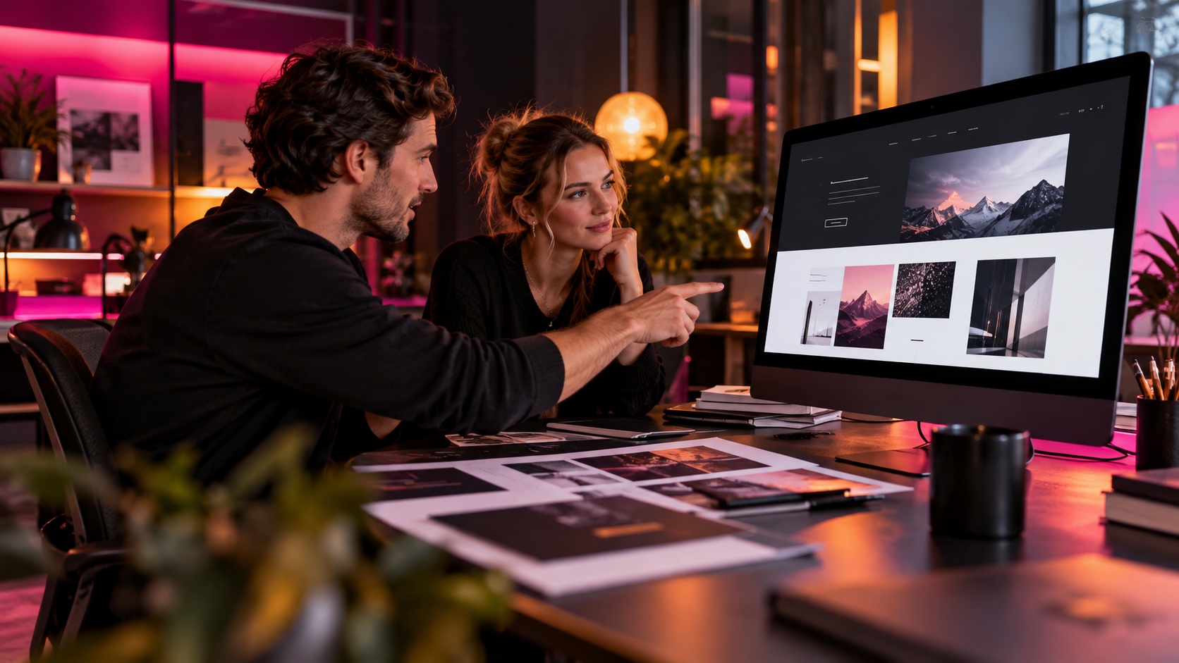 Gemeinsame Besprechung eines Website-Layouts