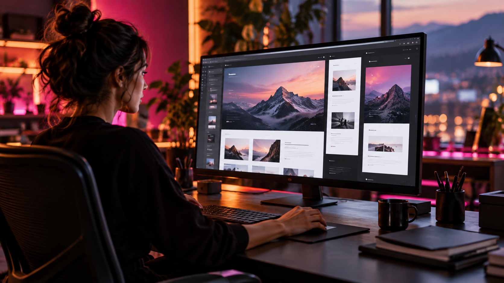 Website-Entwürfe auf einem Studiomonitor